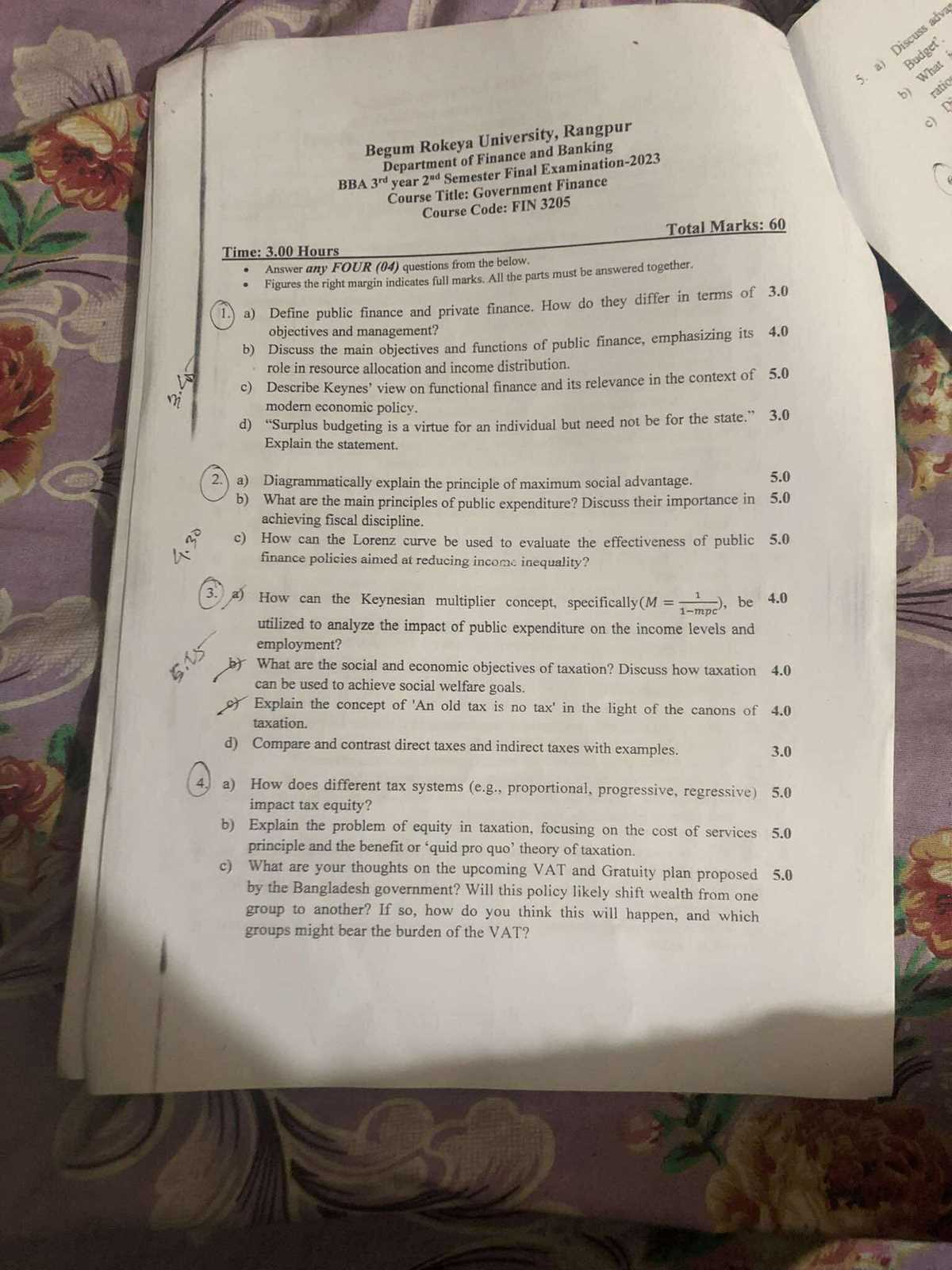 finance exam questions and answers