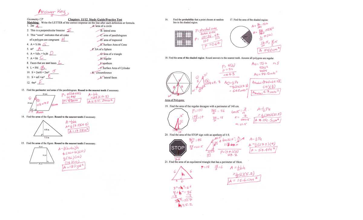 geometry chapter 9 test answer key