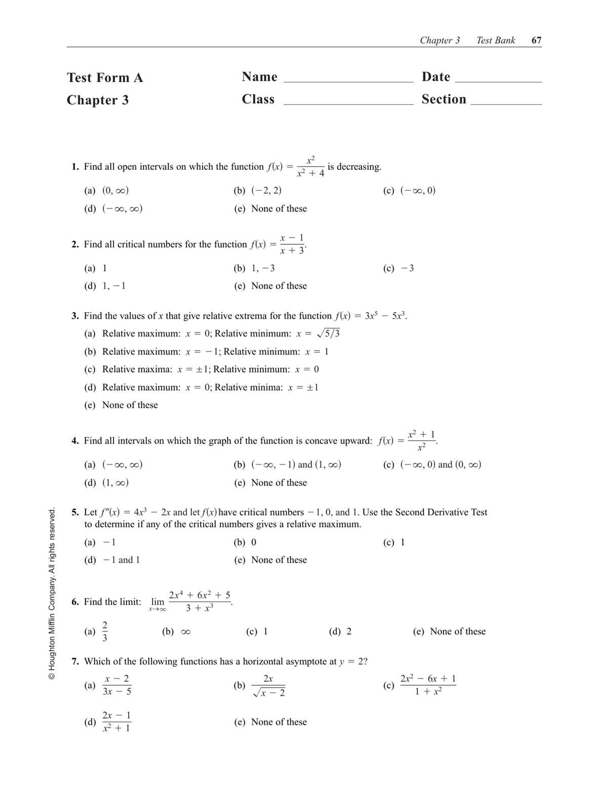 chapter 6 exponents and polynomials chapter test form a answers