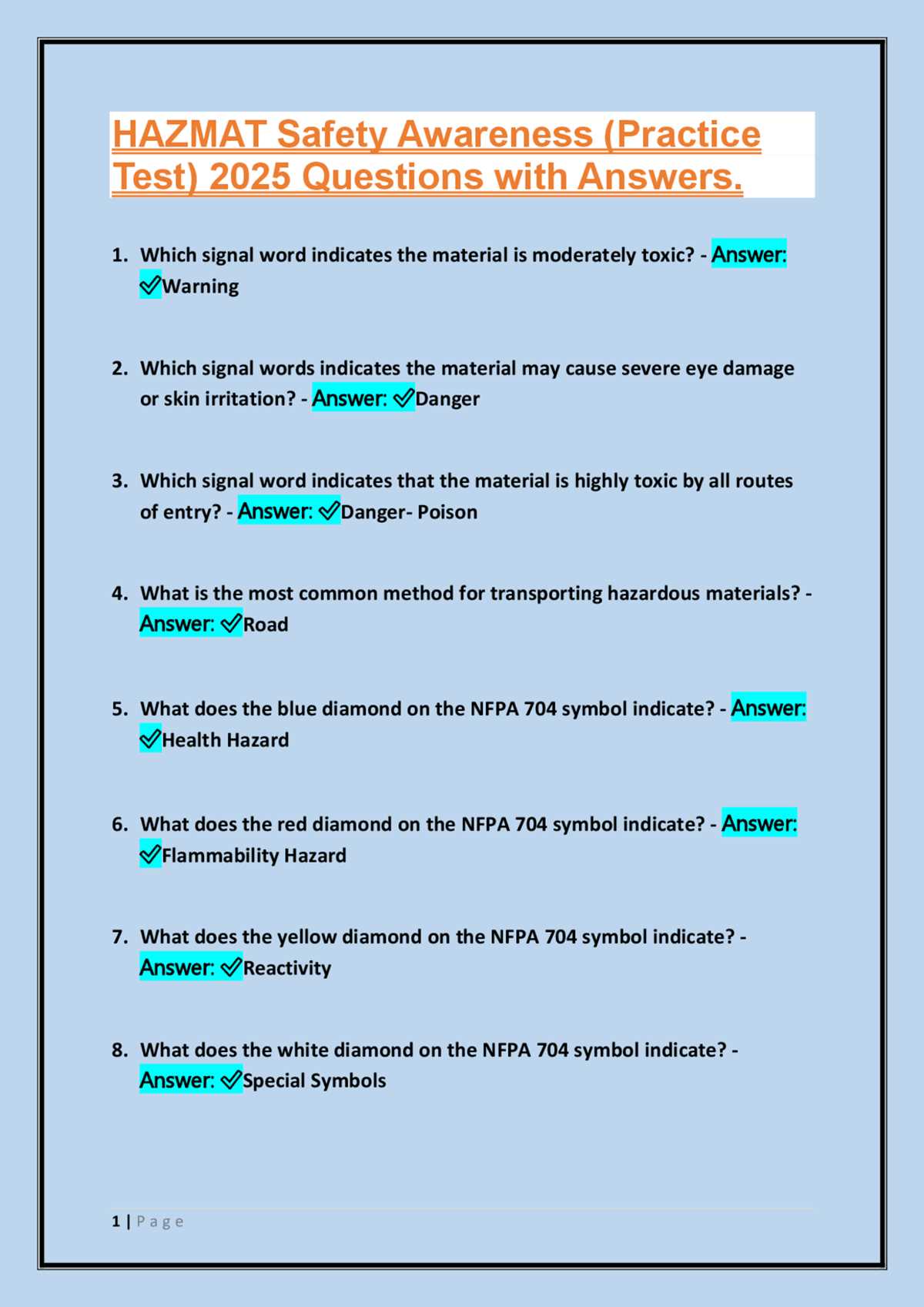 texas hazmat test answers