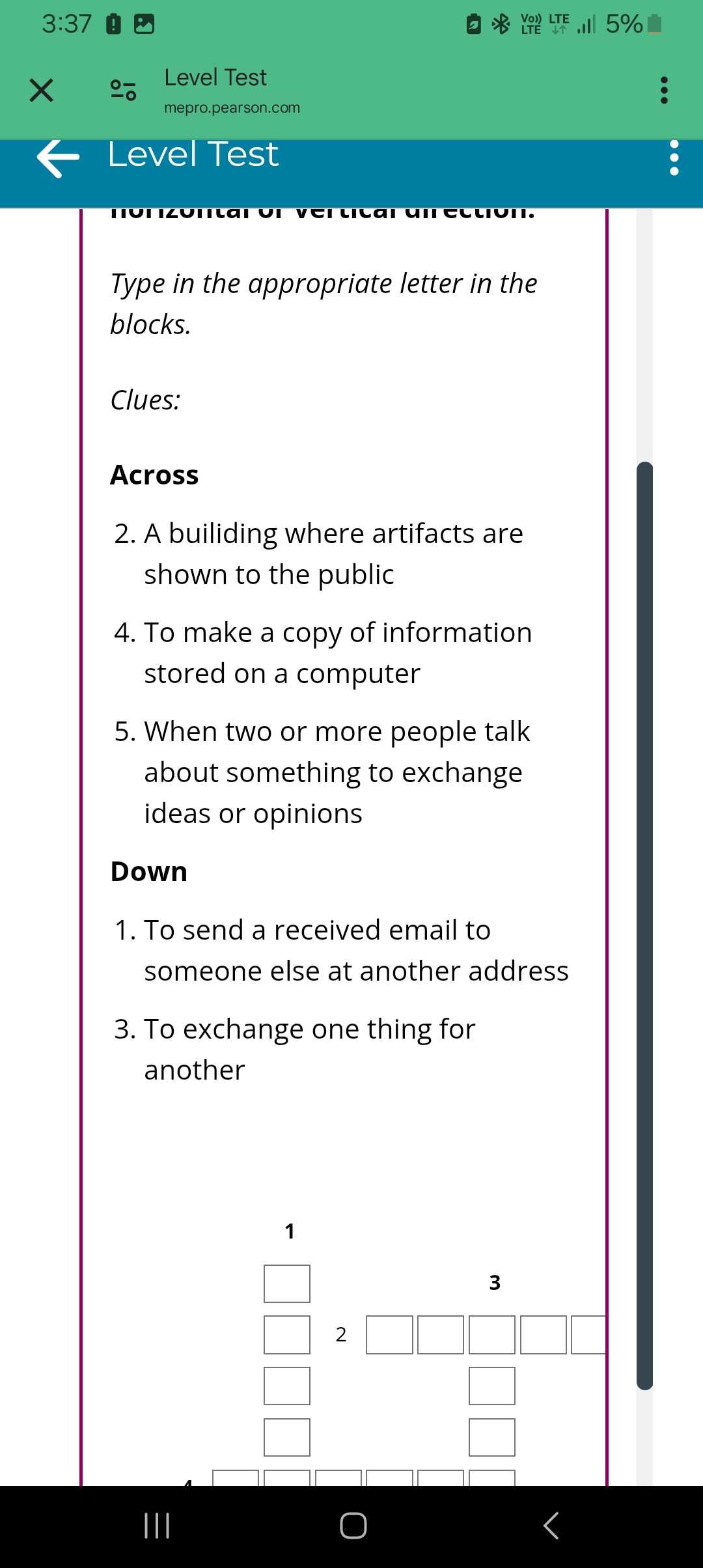 pearson test answers