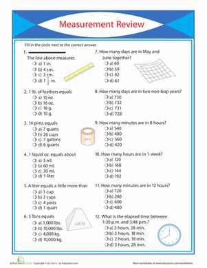measurement test with answers