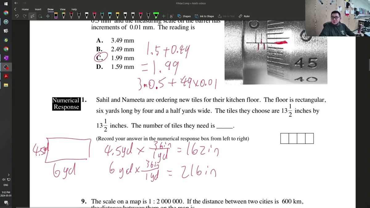 measurement test with answers