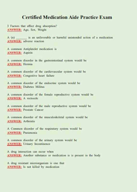 medication test answers