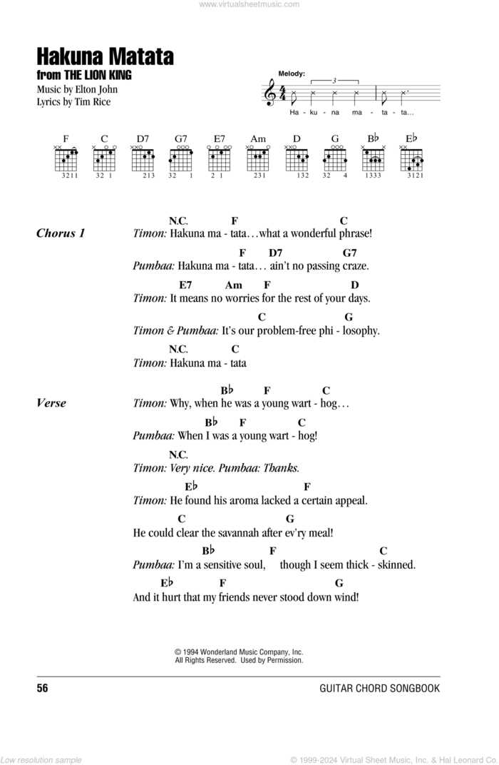 hcoona matata test answer