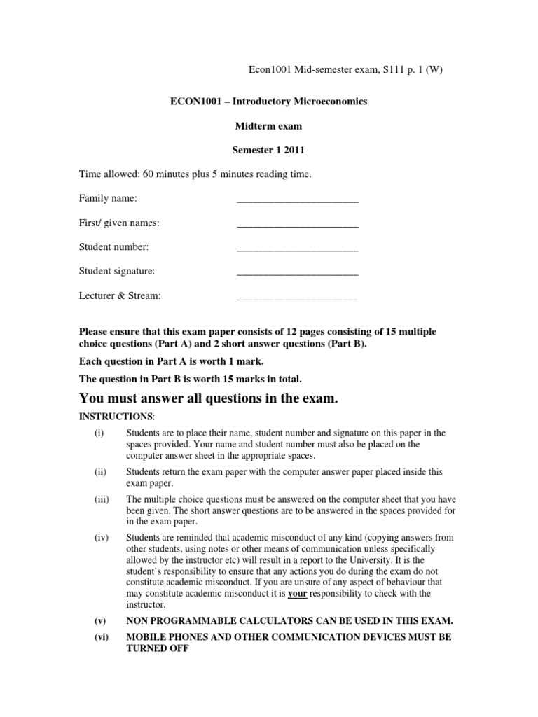 microeconomics midterm exam with answers microeconomics midterm exam with answers