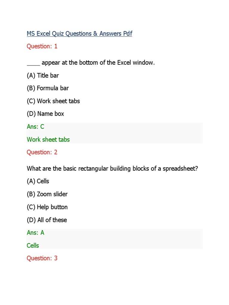 microsoft excel 2010 assessment test answers