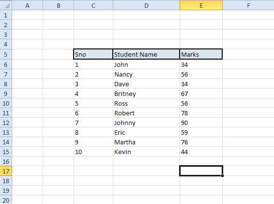 microsoft excel test answers