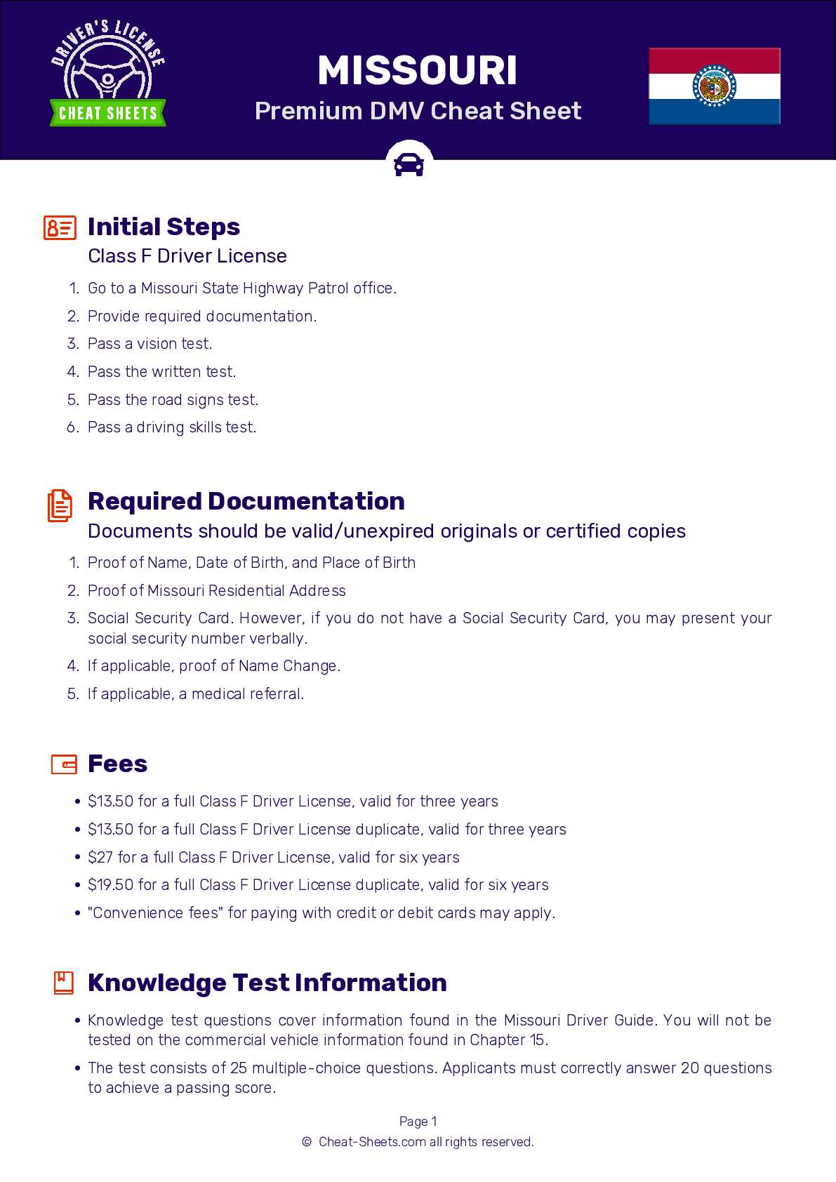 missouri driving test questions and answers
