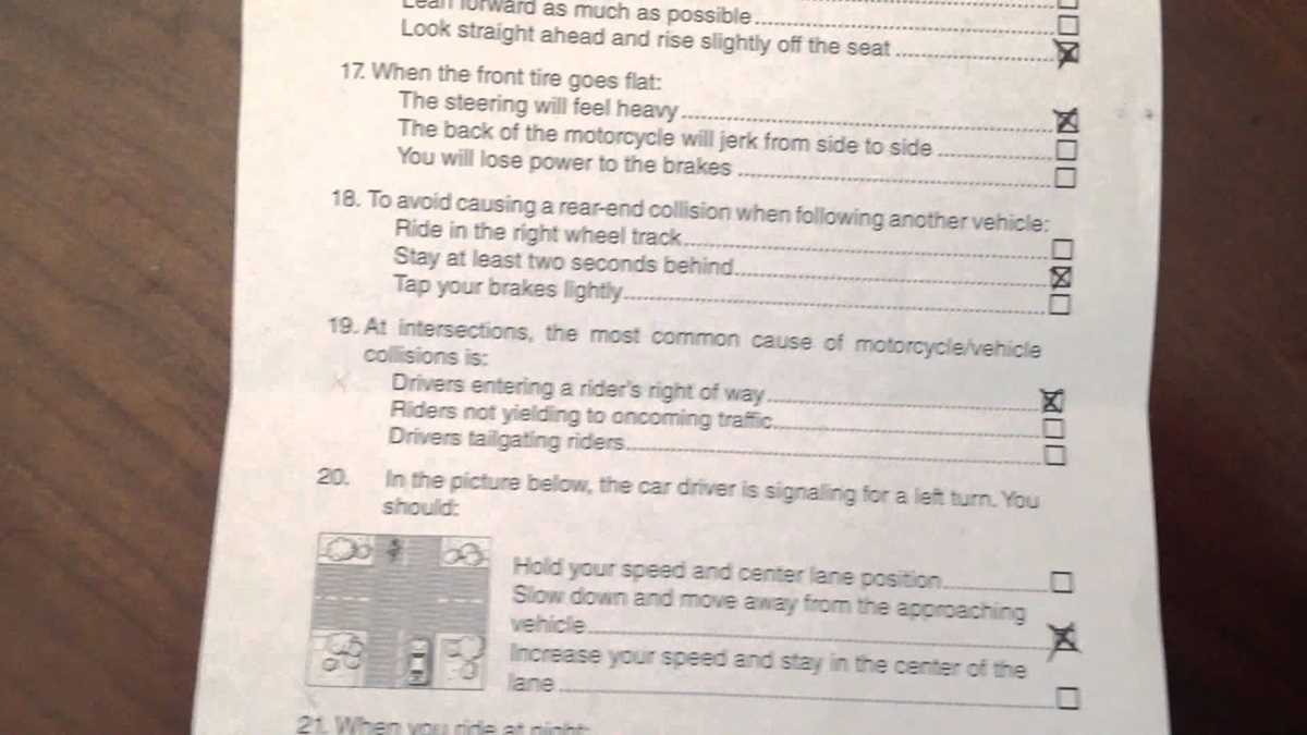 motorcycle written test answers