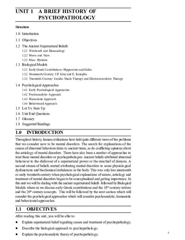 psychopathology test questions and answers