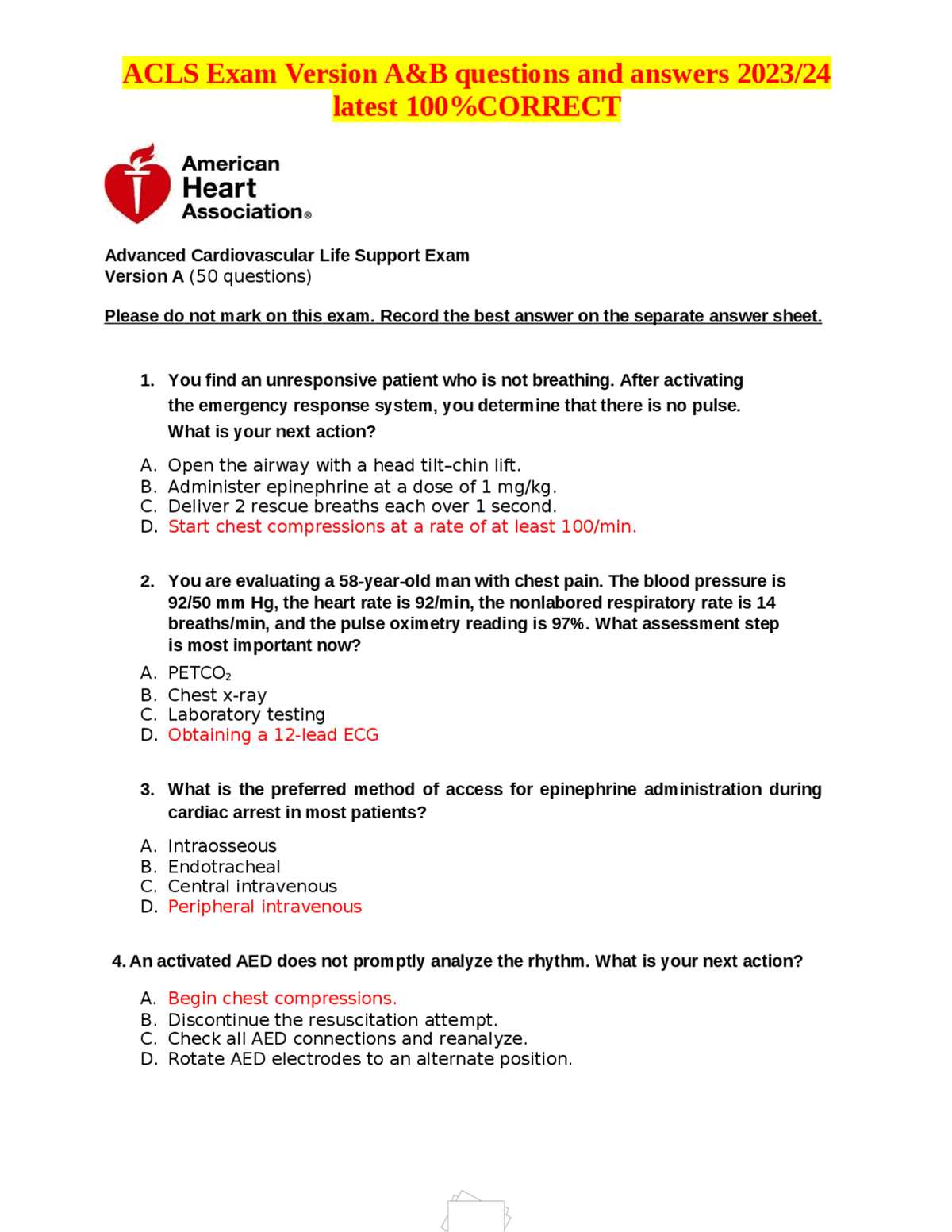acls tests and answers