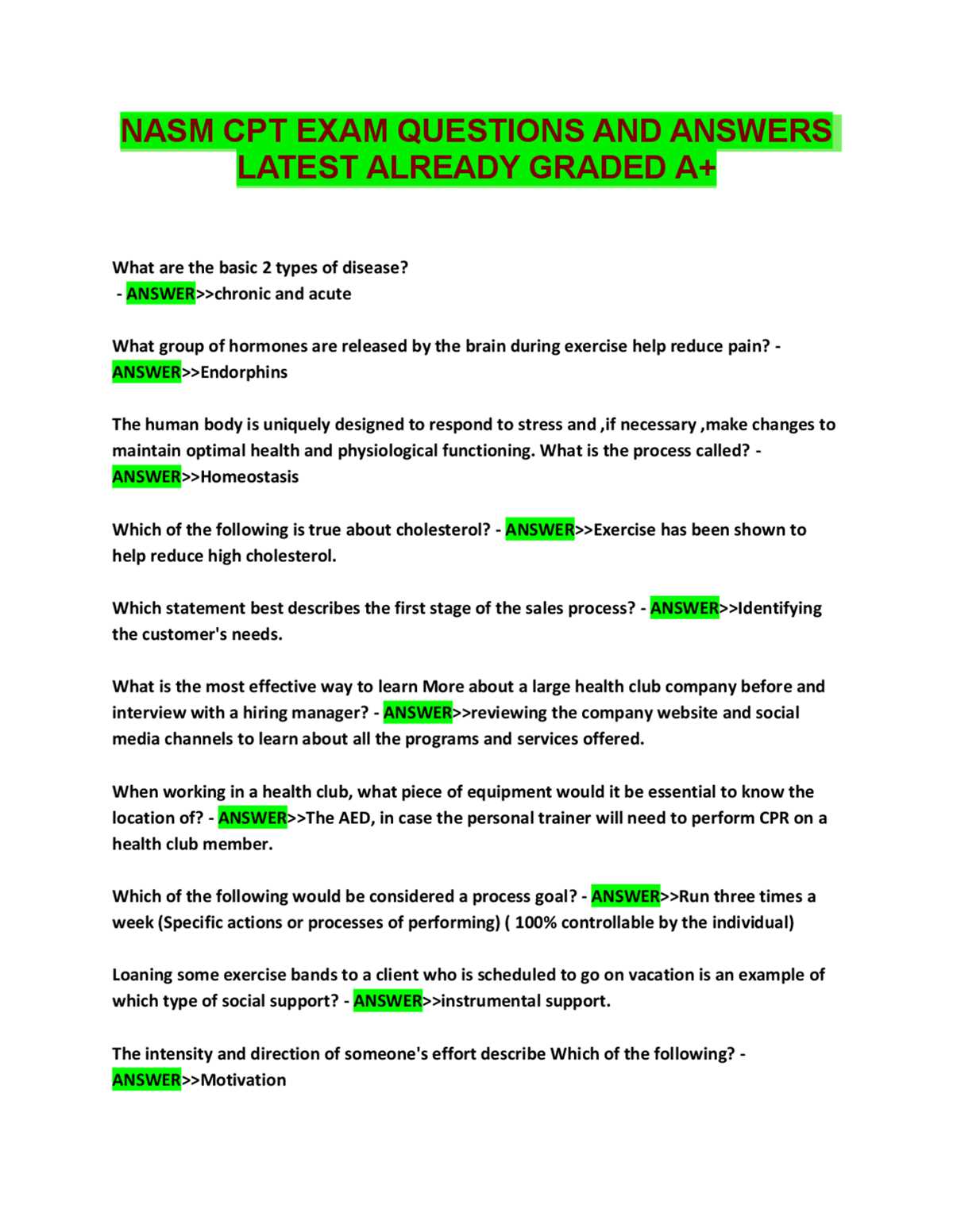 nasm practice exam answers