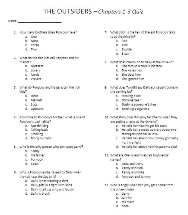 the outsiders accelerated reader test answers