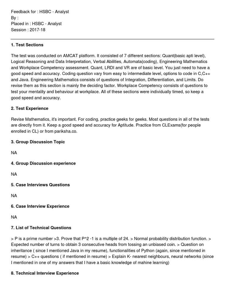hsbc test answers