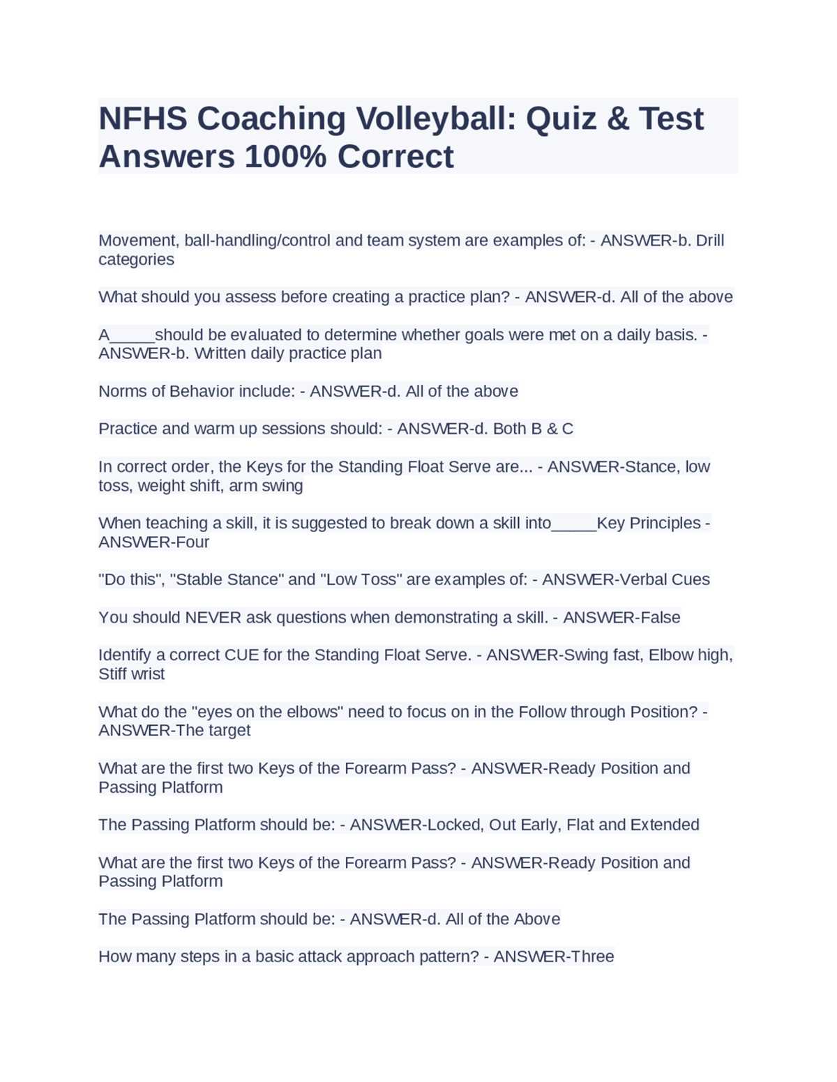nfhs fundamentals of coaching test answers unit 3