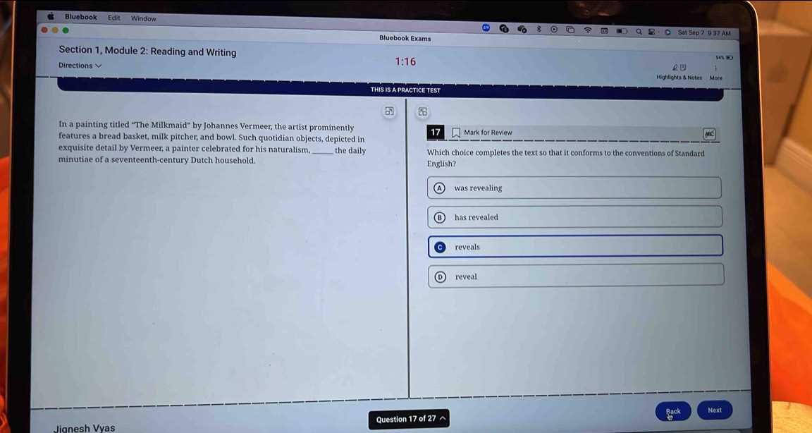 bluebook practice test 9 answers