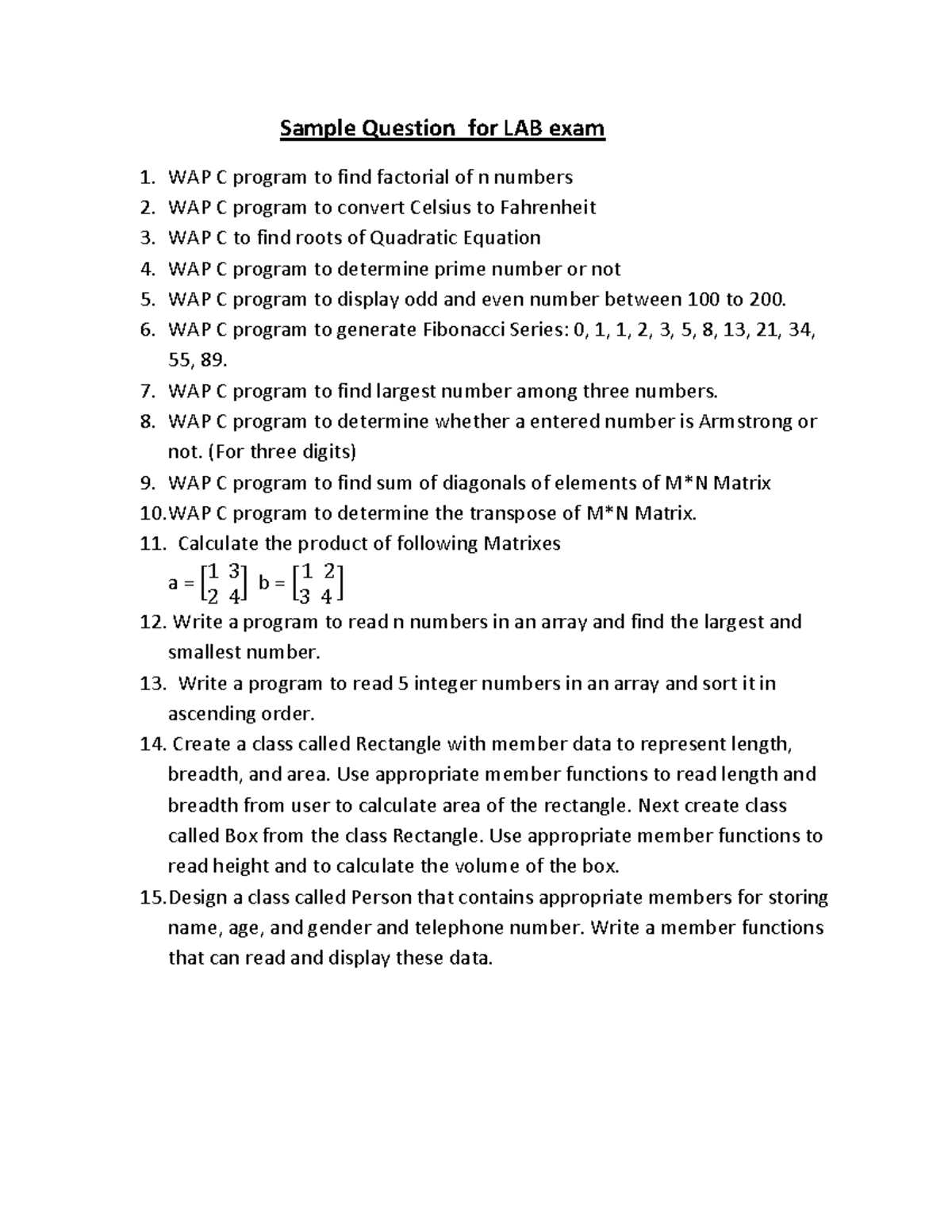 c programming exam questions and answers