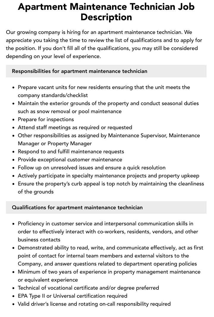 apartment maintenance technician test questions and answers