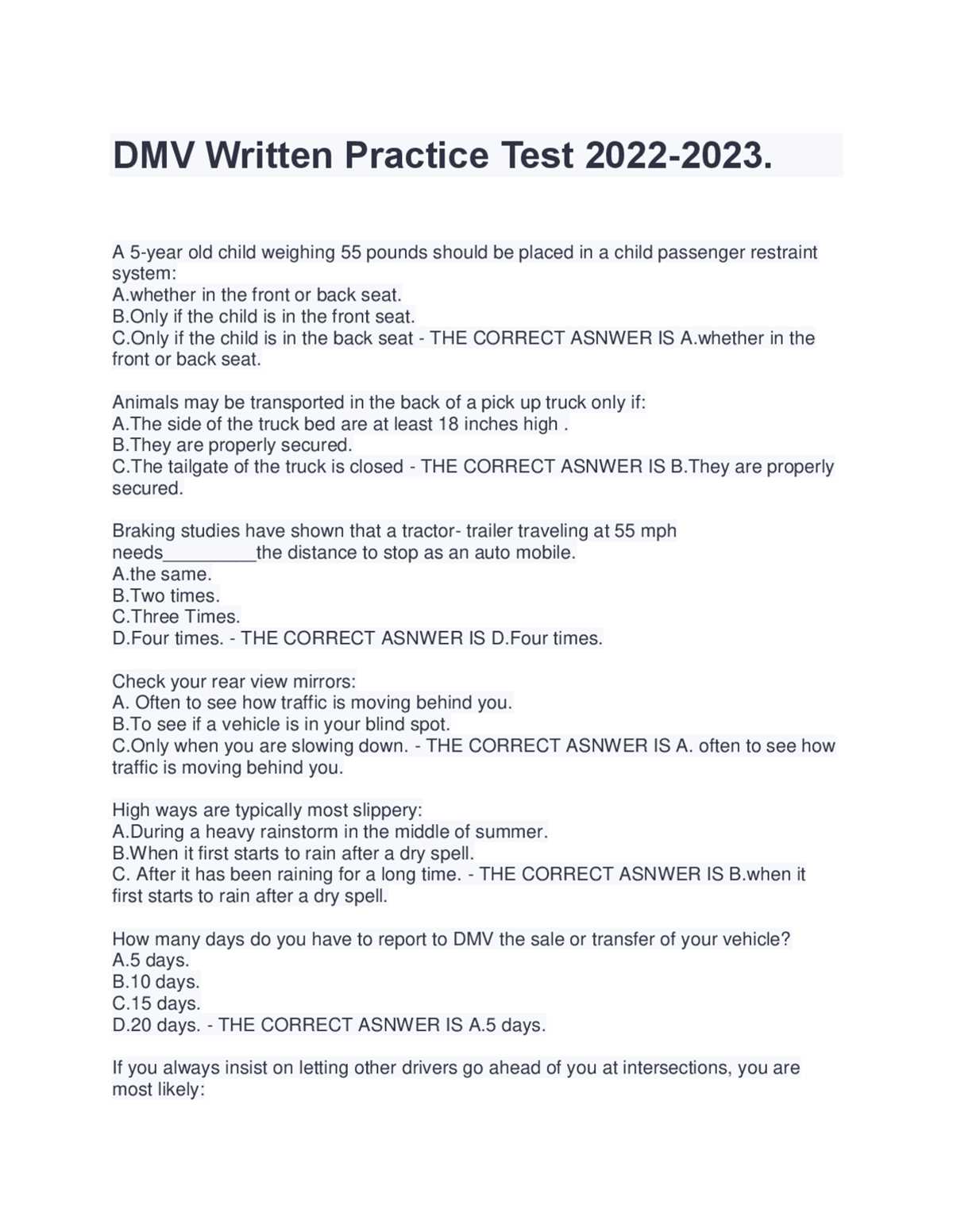 how many correct answers to pass dmv test