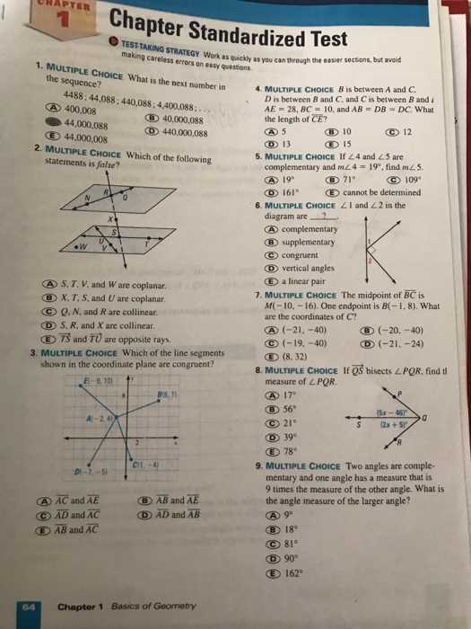 geometry chapter 1 test form a answers
