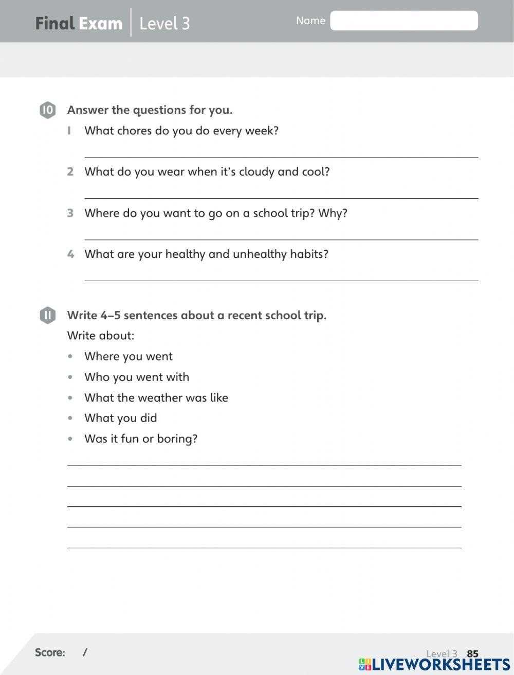 english 3 final exam answer key