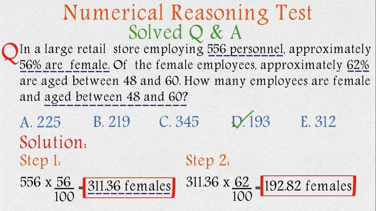 numerical reasoning test examples with answers