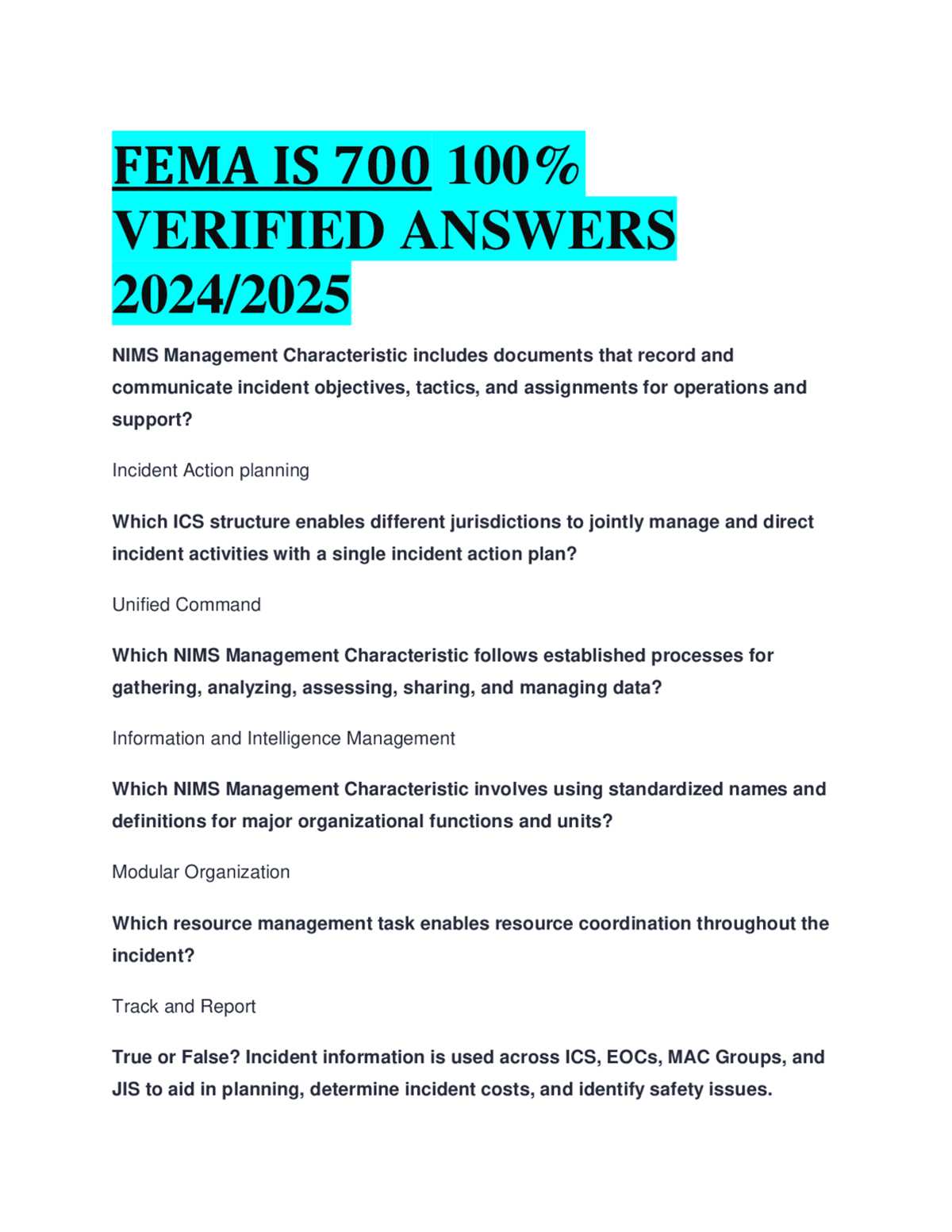 nims 700 answers final exam