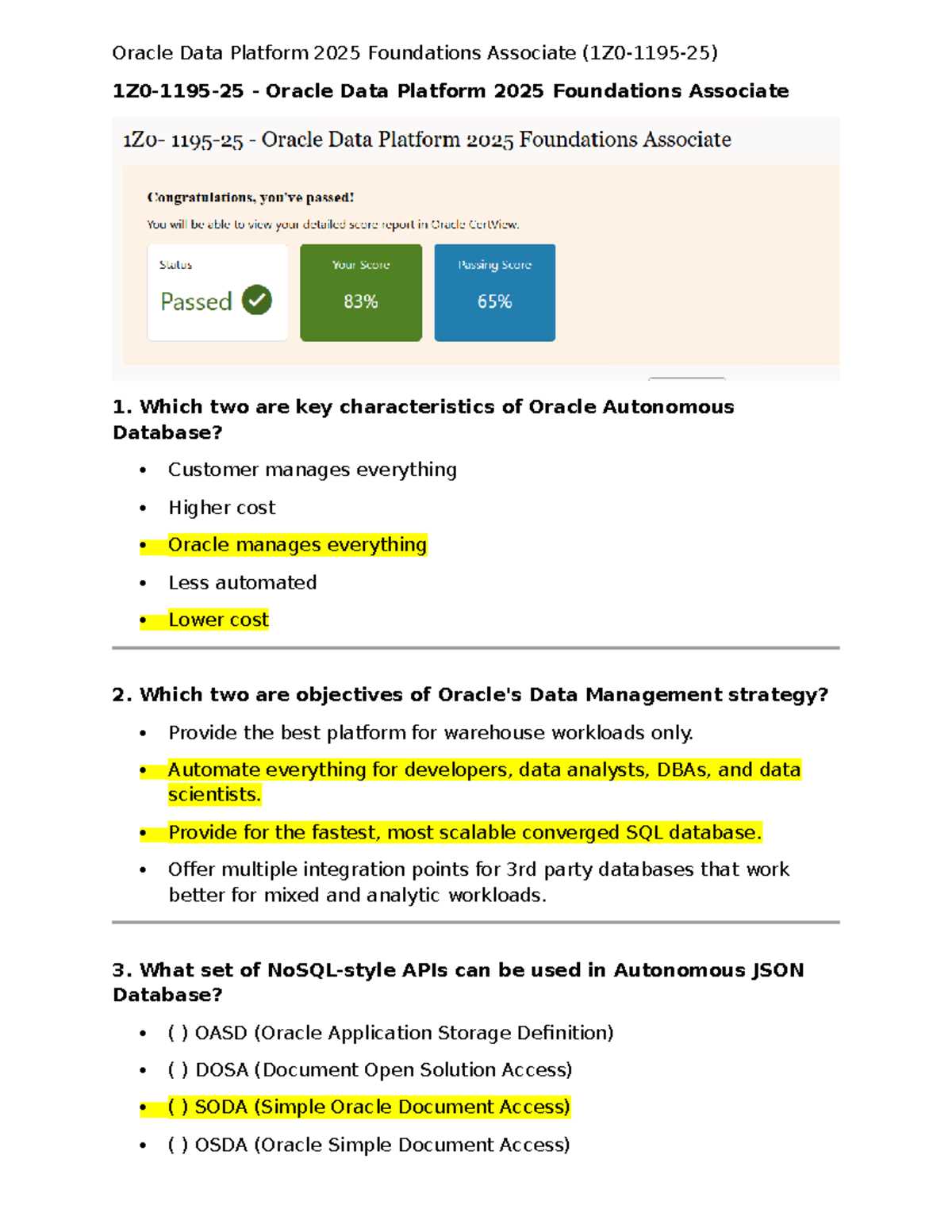 oci foundations associate exam answers