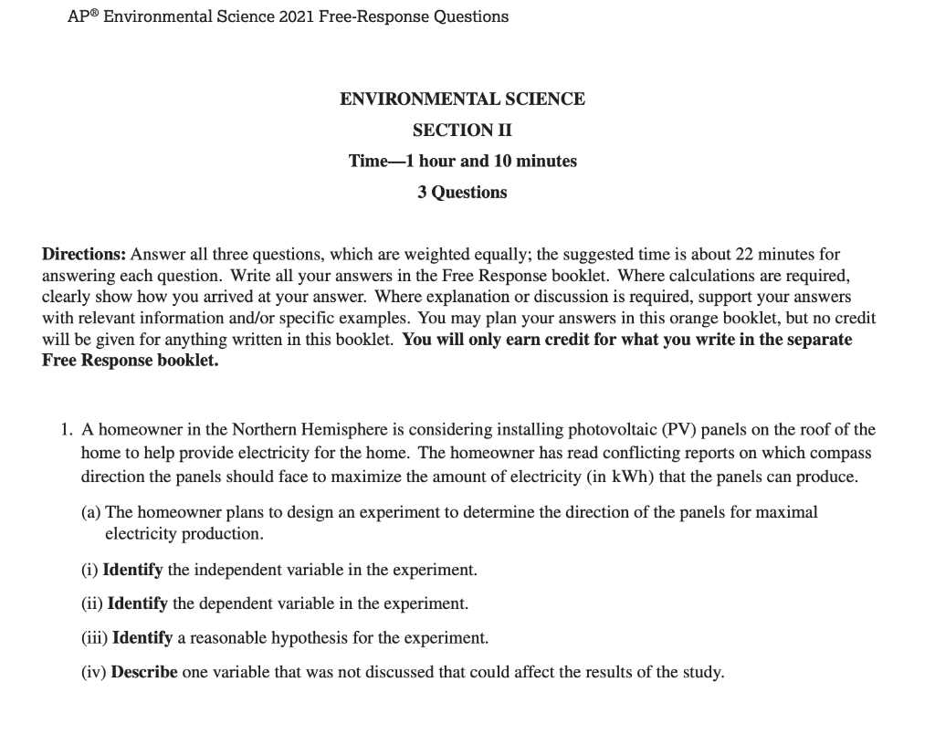 ap environmental science test answers