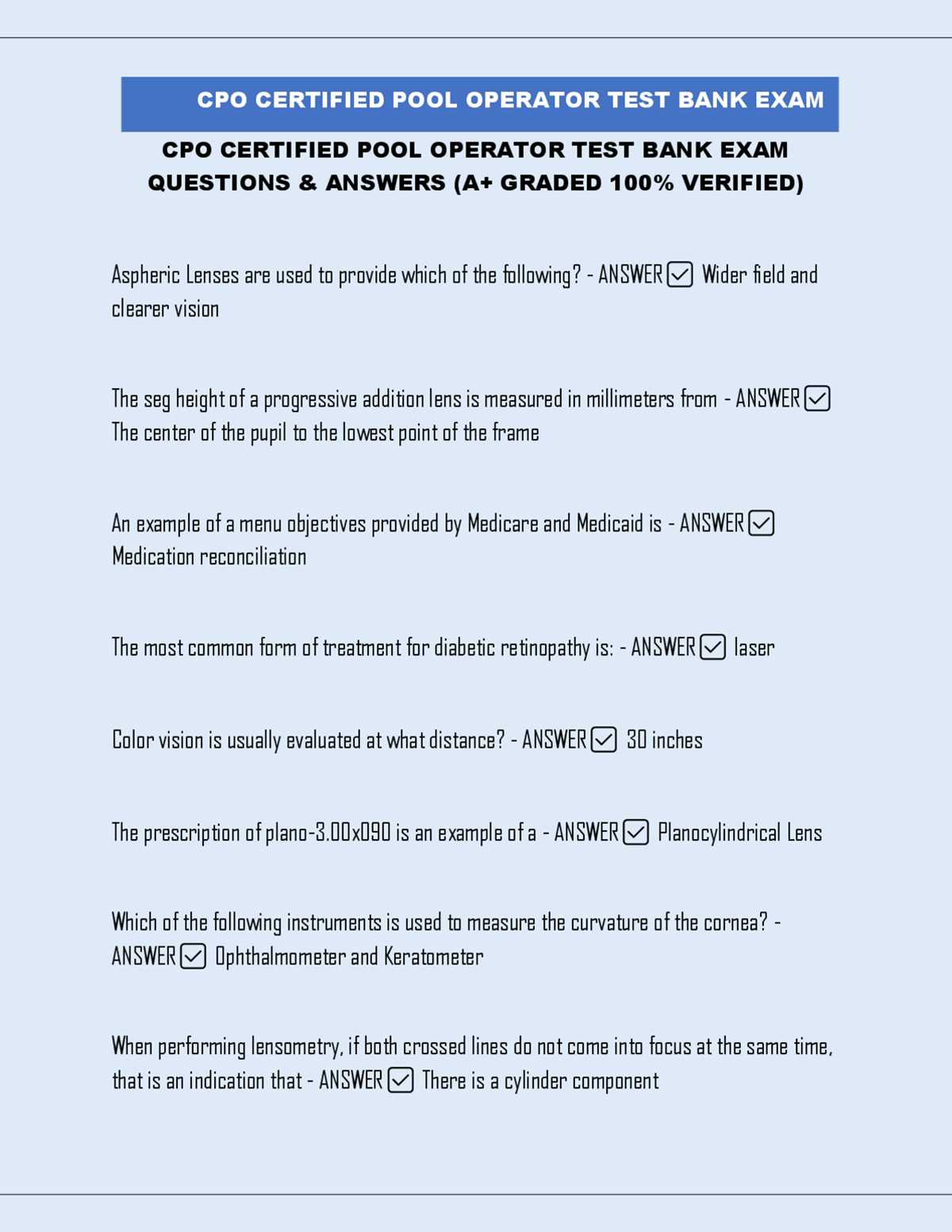 certified pool operator exam answers