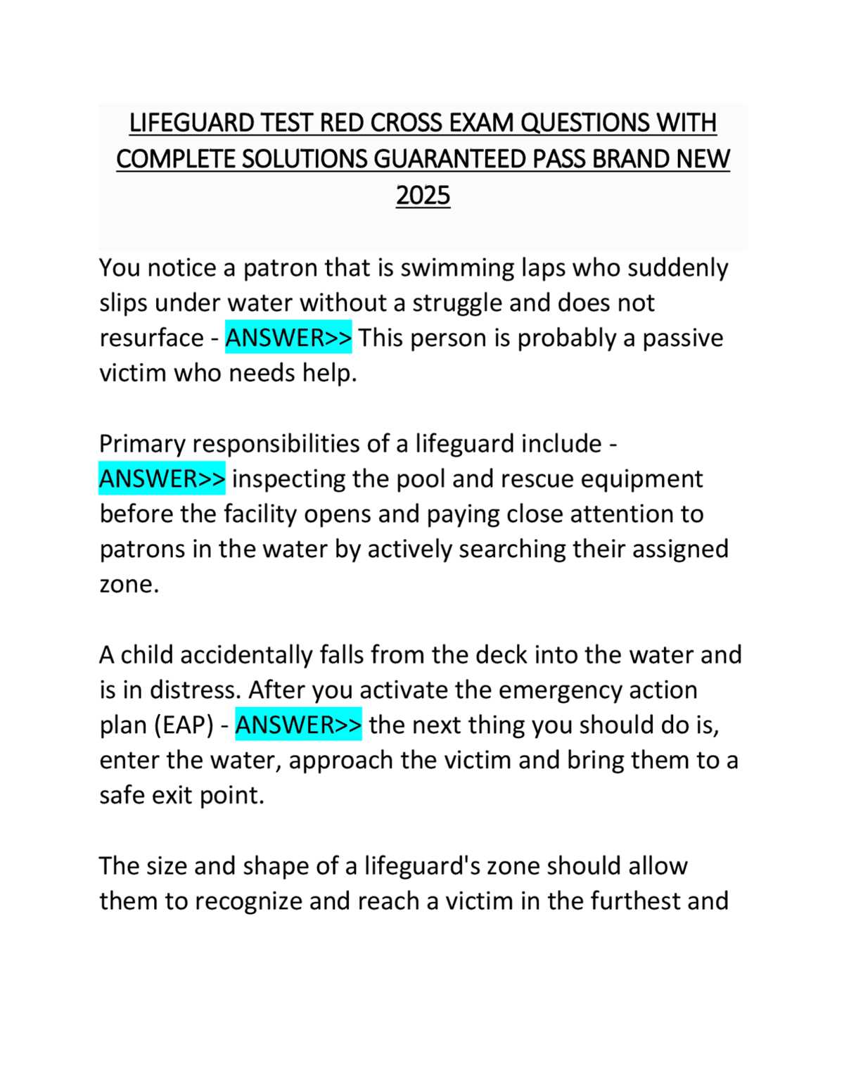 online lifeguard exam answers