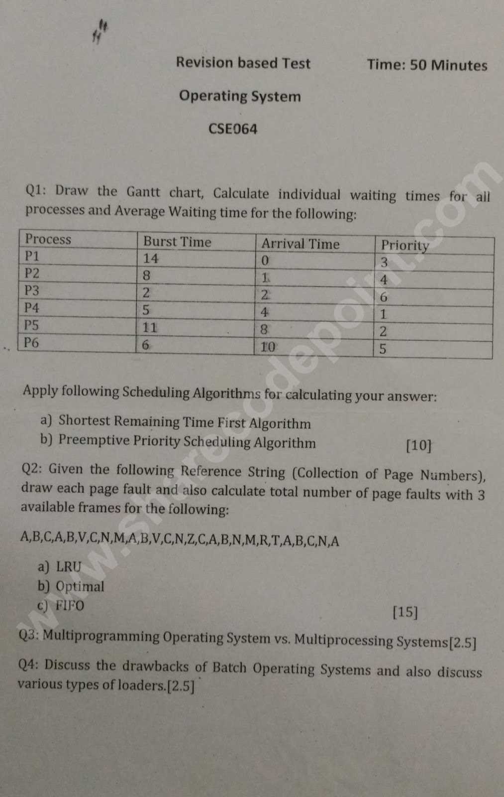 operating system final exam questions and answers