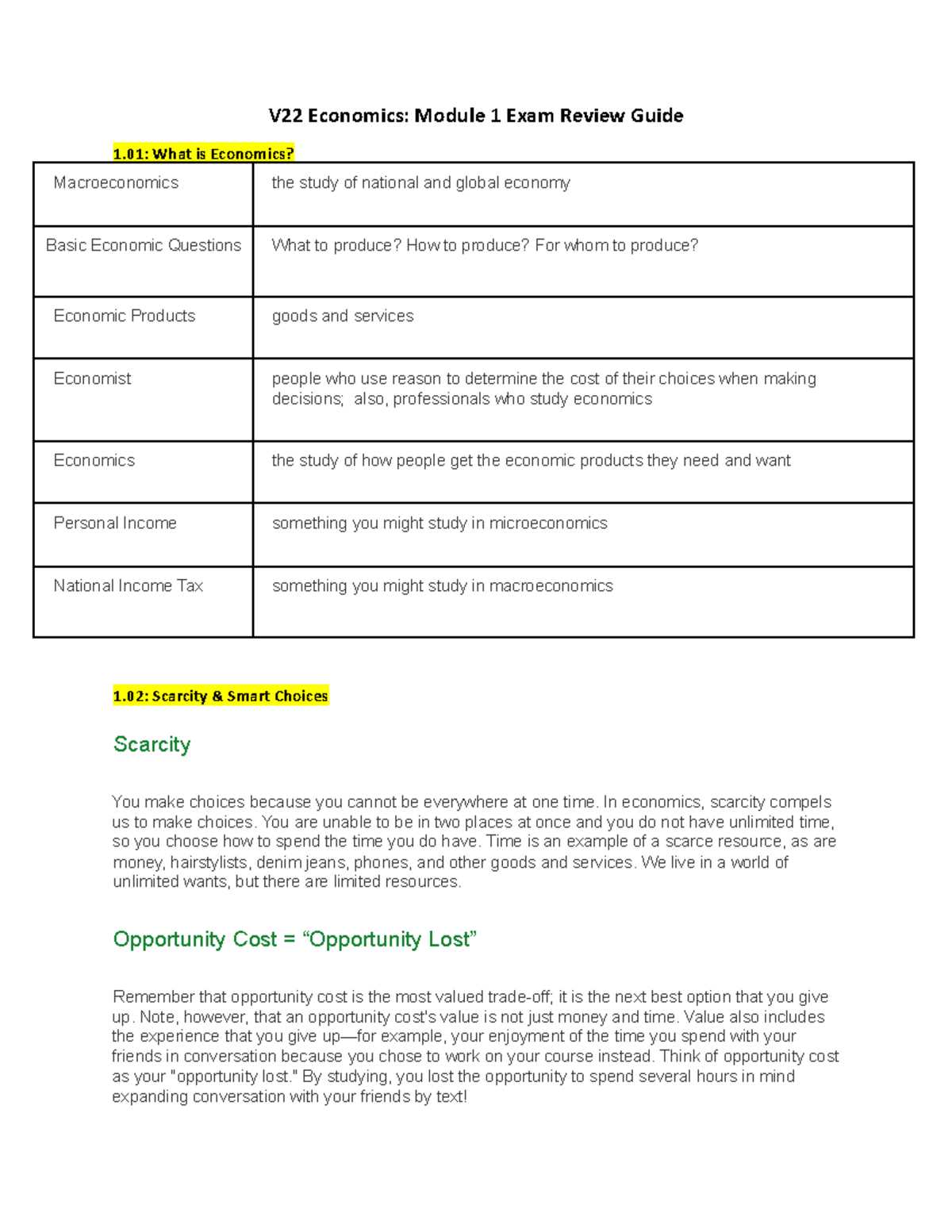 edgenuity economics unit 1 test answers