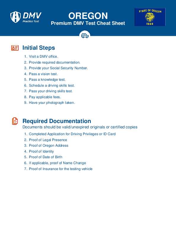 oregon dmv written test answers