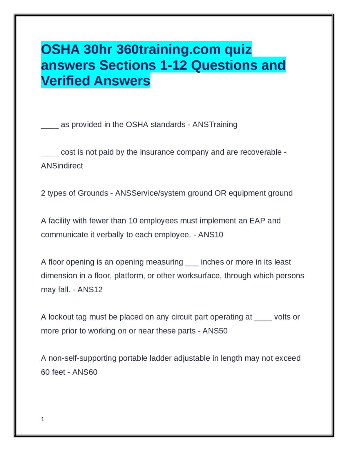 osha 30 online test answers