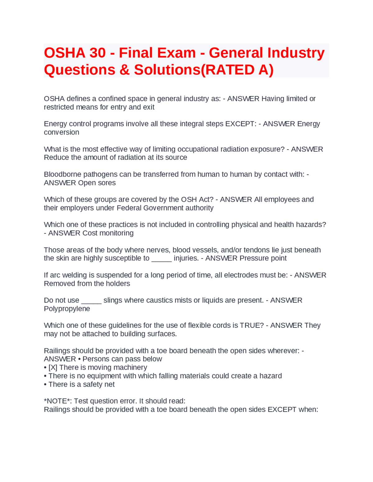 osha 30 scaffold test answers