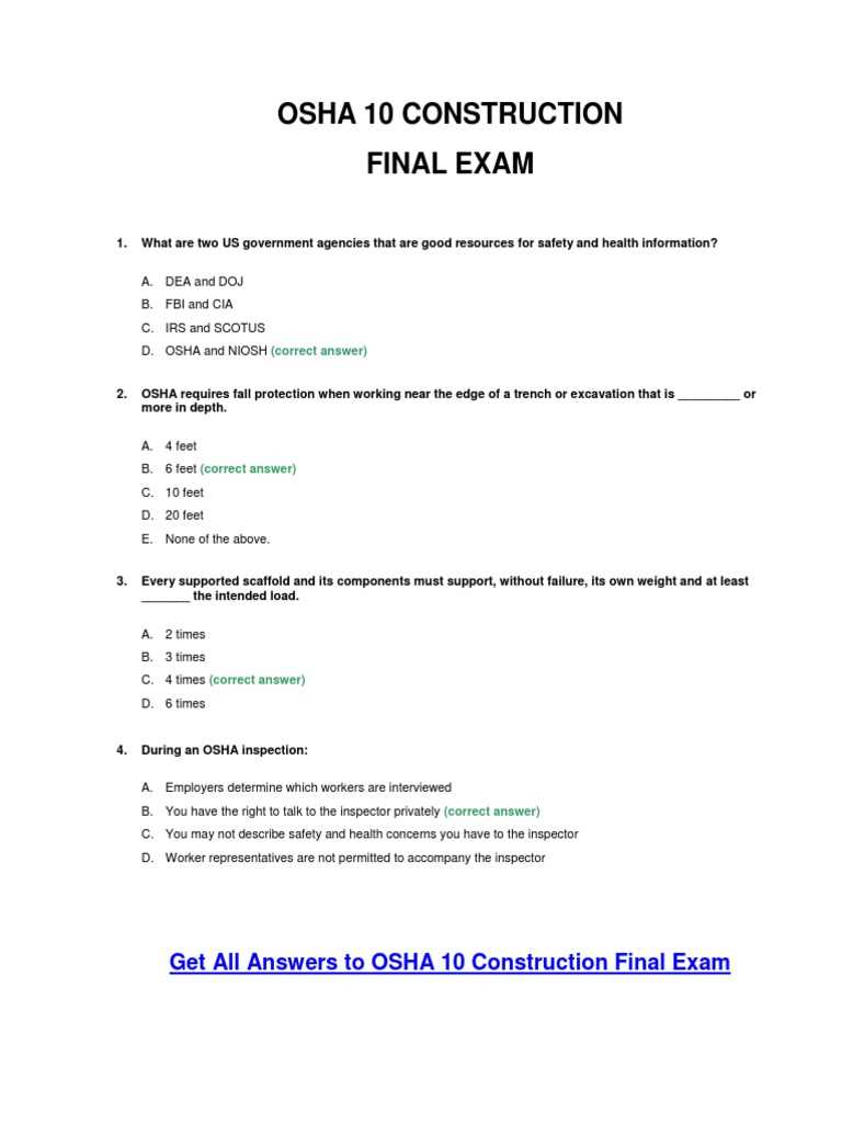 osha certification test answers