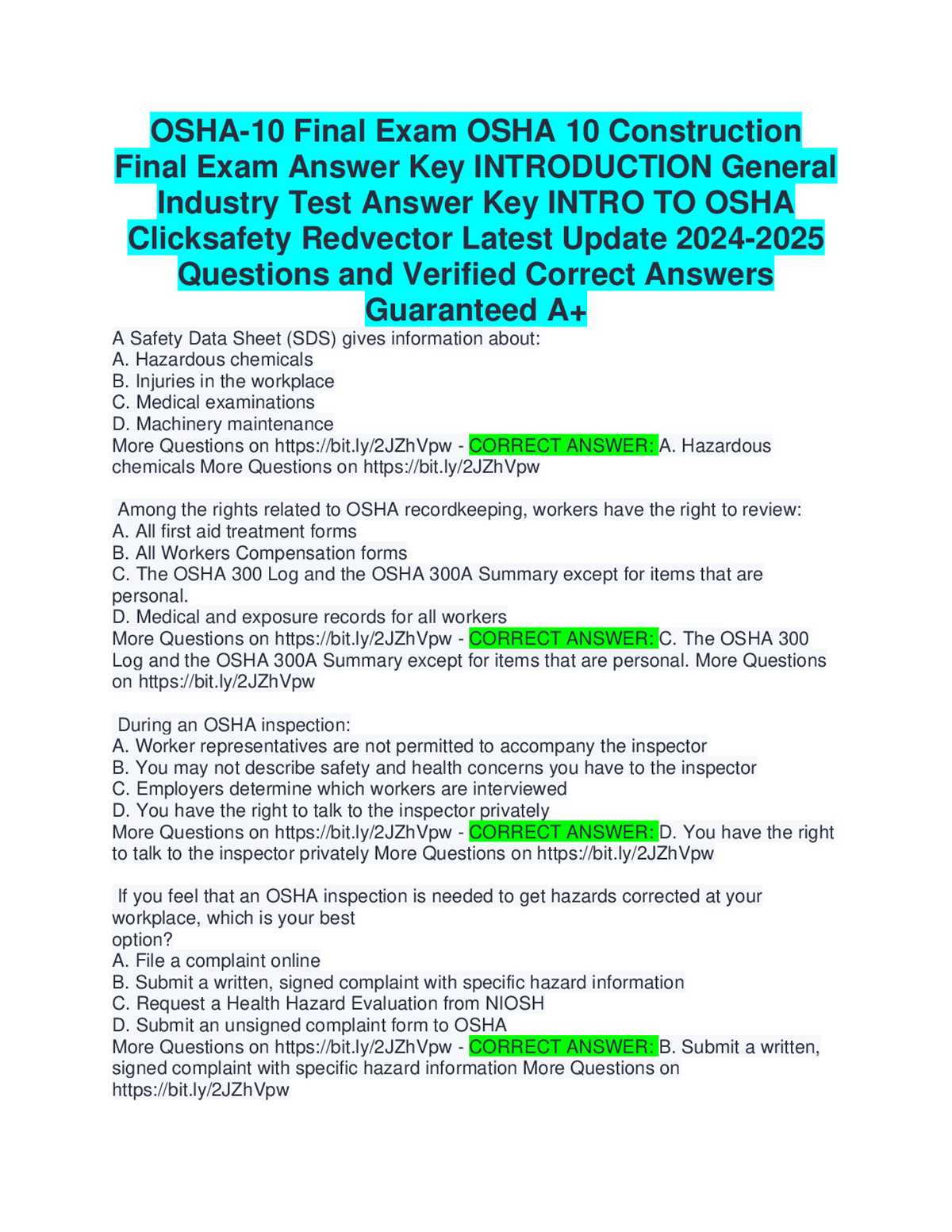 osha final exam answers 20 questions