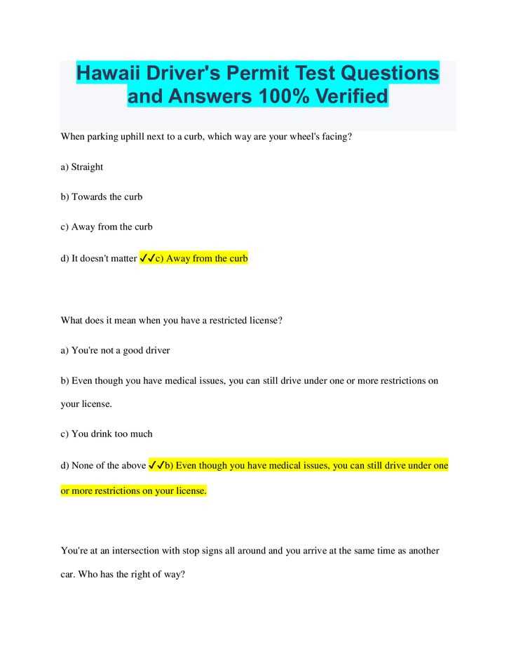 what are the answers to the permit test