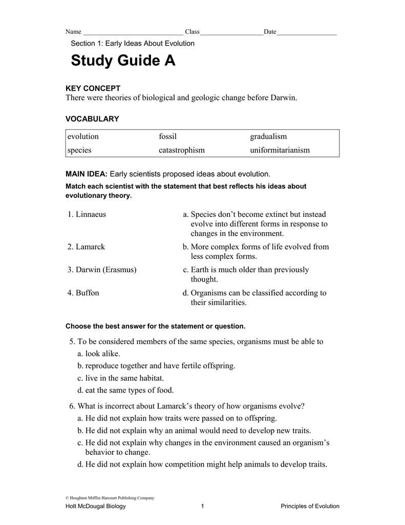 evolution test review answers
