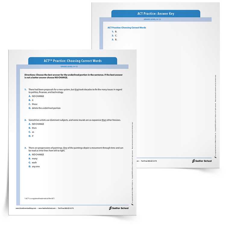 act practice test answer key