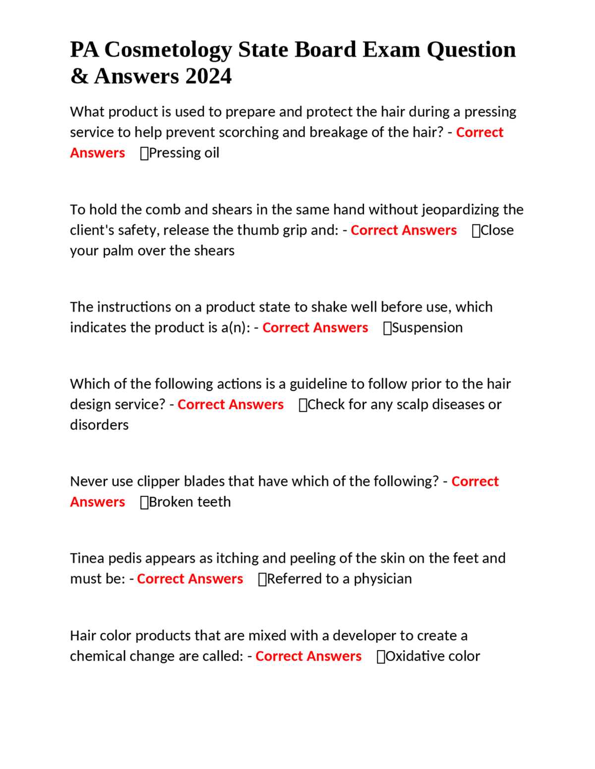 pa inspection test answers