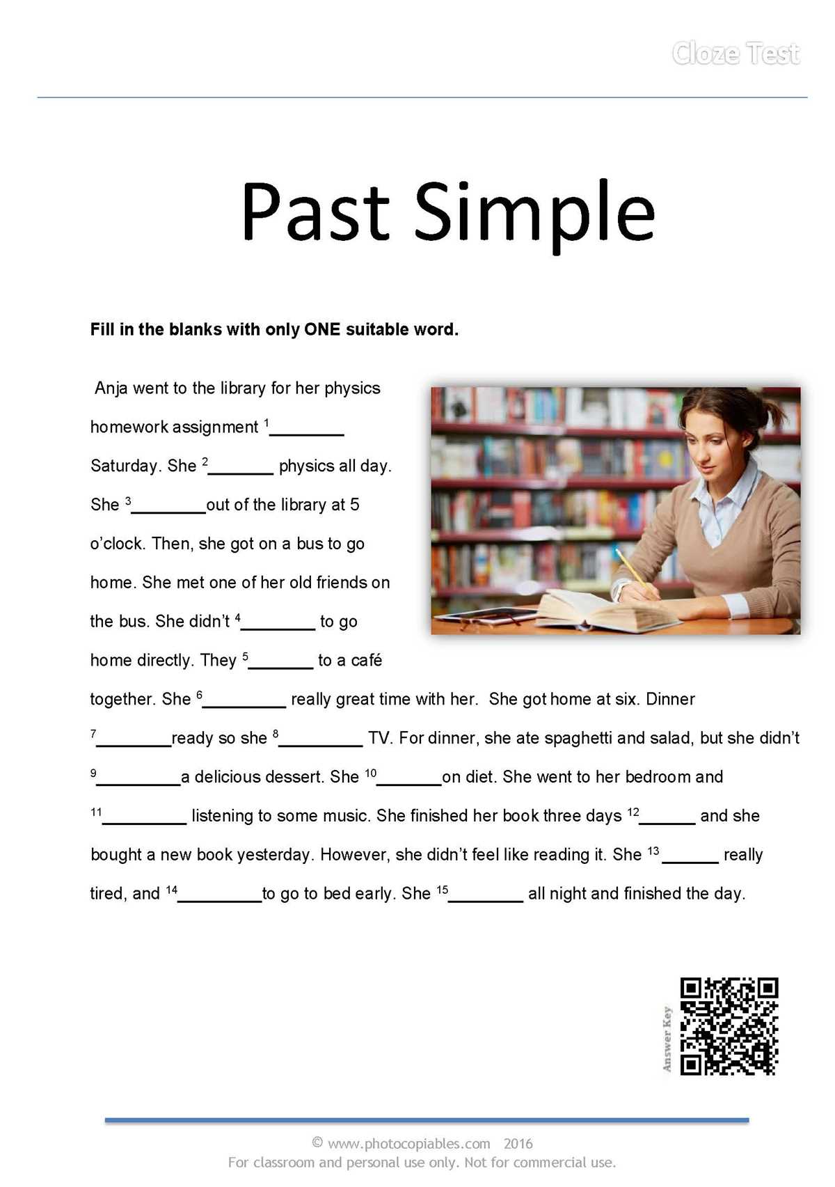 past tense test with answers