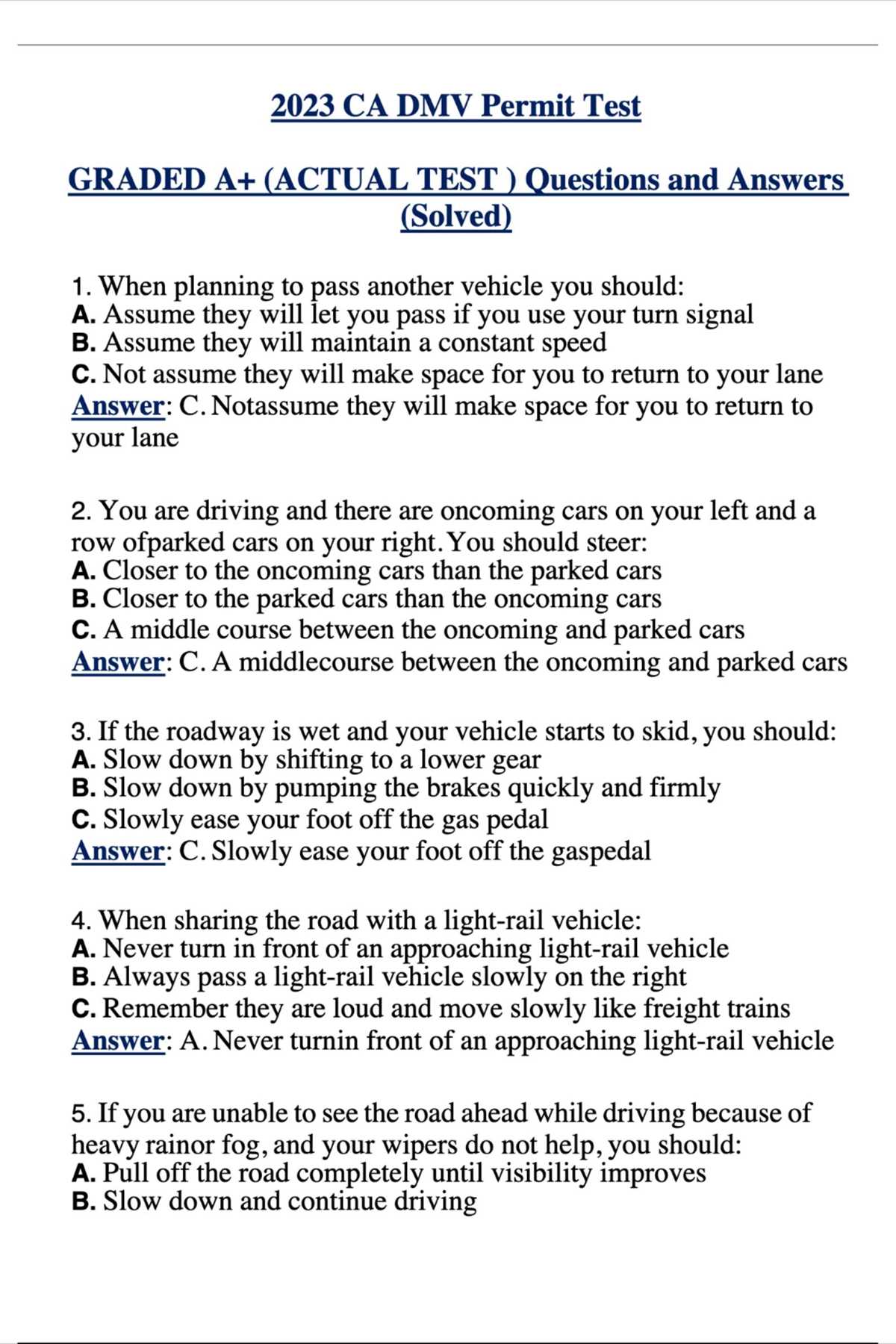 permit test pa answers