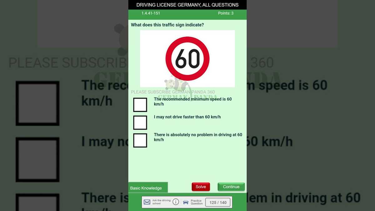 german driving test answers