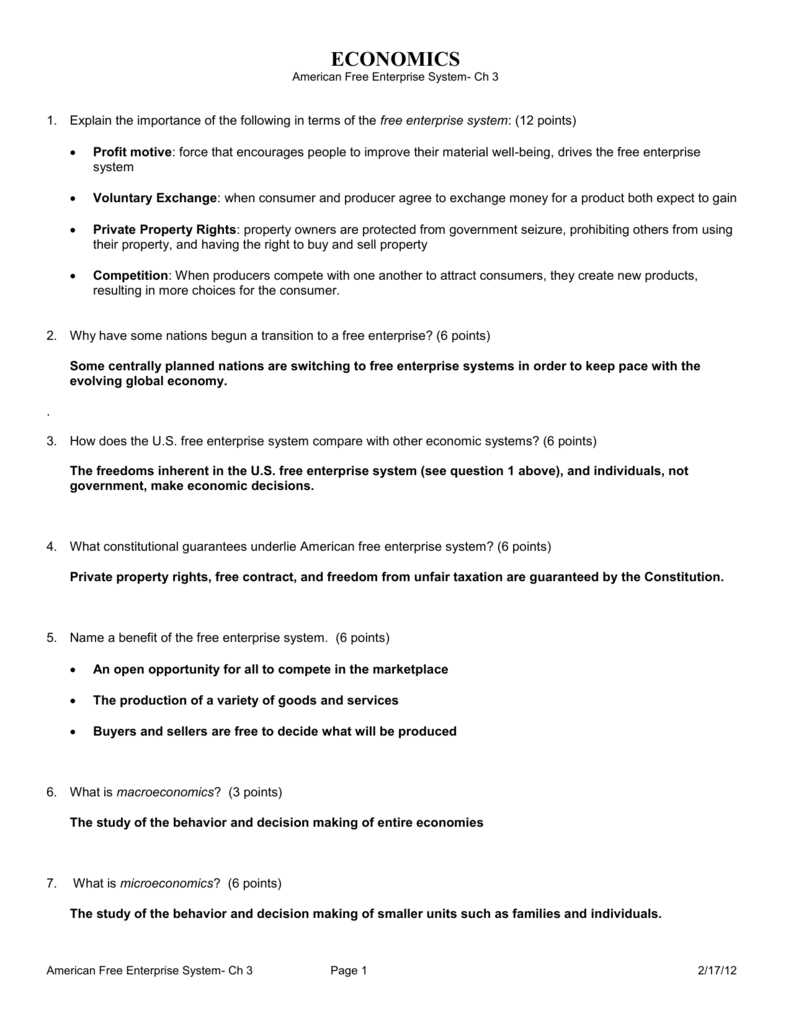 economics chapter 1 test answer key