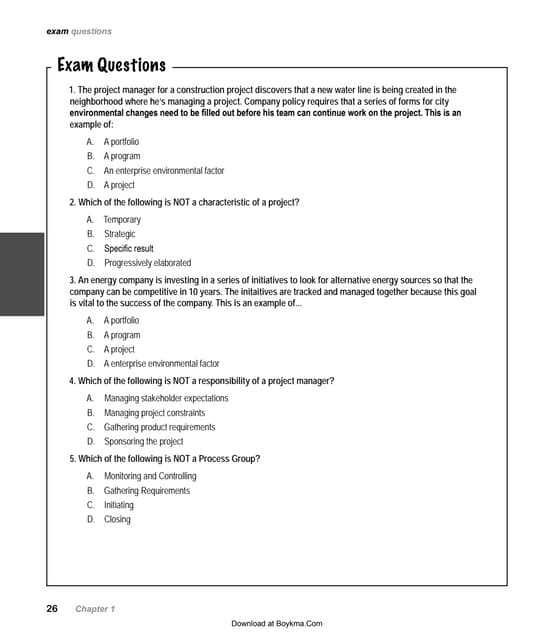 portfolio management exam questions and answers