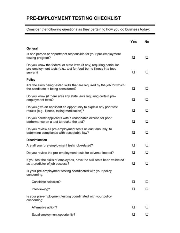 pre employment testing answers