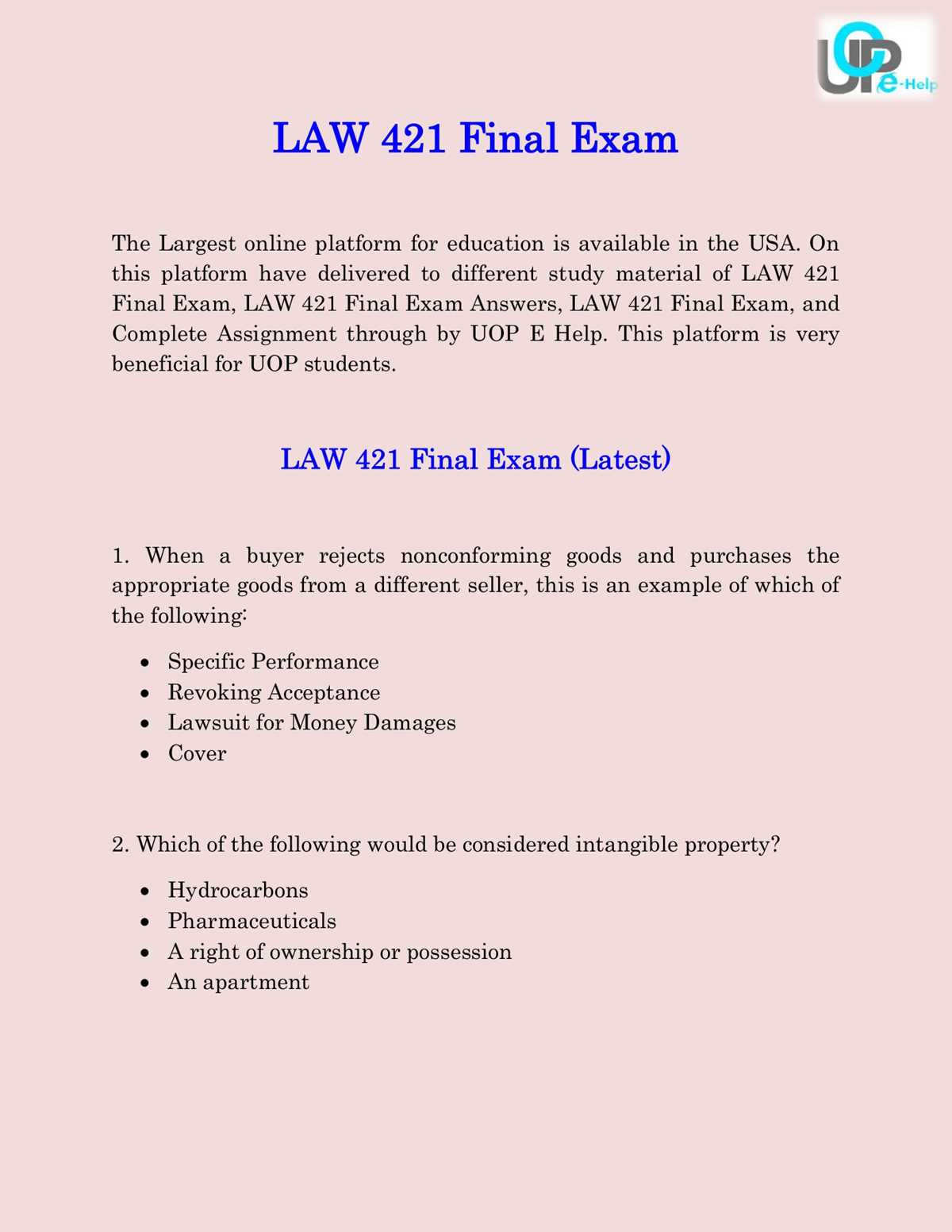 property exam model answer